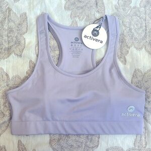 Brand New Activera Sports Bra Padded Racerback Cropped Workout Tank Light Purple